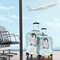 Sneaky Flipper Cute Penguin Holding Knife Luggage Cover Funny Chibi Penguin Graphic With Ice And Fish Pattern