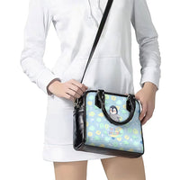 Sneaky Flipper Cute Penguin Holding Knife Shoulder Handbag Funny Chibi Penguin Graphic With Ice And Fish Pattern