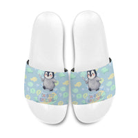 Sneaky Flipper Cute Penguin Holding Knife Slide Sandals Funny Chibi Penguin Graphic With Ice And Fish Pattern