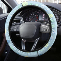 Sneaky Flipper Cute Penguin Holding Knife Steering Wheel Cover Funny Chibi Penguin Graphic With Ice And Fish Pattern