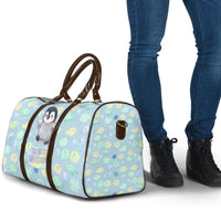 Sneaky Flipper Cute Penguin Holding Knife Travel Bag Funny Chibi Penguin Graphic With Ice And Fish Pattern