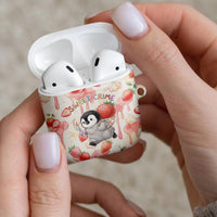 Sweet Crime Cute Penguin Holding Knife AirPods Case Funny Strawberry Cake Graphic With Pastel Dessert Pattern