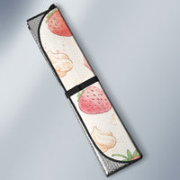 Sweet Crime Cute Penguin Holding Knife Auto Sun Shade Funny Strawberry Cake Graphic With Pastel Dessert Pattern
