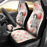 Sweet Crime Cute Penguin Holding Knife Car Seat Cover Funny Strawberry Cake Graphic With Pastel Dessert Pattern