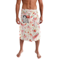 Sweet Crime Cute Penguin Holding Knife Lavalava Funny Strawberry Cake Graphic With Pastel Dessert Pattern