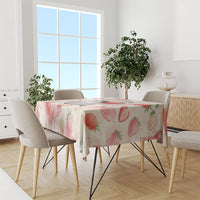 Sweet Crime Cute Penguin Holding Knife Tablecloth Funny Strawberry Cake Graphic With Pastel Dessert Pattern