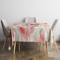 Sweet Crime Cute Penguin Holding Knife Tablecloth Funny Strawberry Cake Graphic With Pastel Dessert Pattern