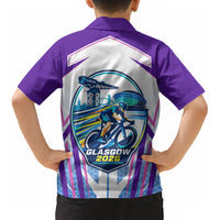 Glasgow 2026 Kid Hawaiian Shirt Scotland Dynamic Geometric Athlete Graphic Art