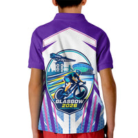Glasgow 2026 Kid Polo Shirt Scotland Dynamic Geometric Athlete Graphic Art