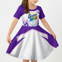 Glasgow 2026 Kid Short Sleeve Dress Scotland Dynamic Geometric Athlete Graphic Art