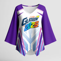 Glasgow 2026 Kimono Sleeve Blouse Scotland Dynamic Geometric Athlete Graphic Art