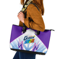 Glasgow 2026 Leather Tote Bag Scotland Dynamic Geometric Athlete Graphic Art