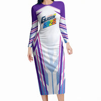 Glasgow 2026 Long Sleeve Bodycon Dress Scotland Dynamic Geometric Athlete Graphic Art