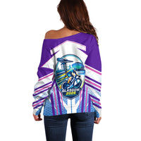Glasgow 2026 Off Shoulder Sweater Scotland Dynamic Geometric Athlete Graphic Art