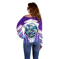 Glasgow 2026 Off Shoulder Sweater Scotland Dynamic Geometric Athlete Graphic Art