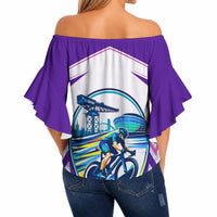 Glasgow 2026 Off Shoulder Wrap Waist Top Scotland Dynamic Geometric Athlete Graphic Art