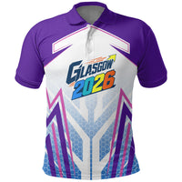 Glasgow 2026 Polo Shirt Scotland Dynamic Geometric Athlete Graphic Art