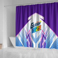 Glasgow 2026 Shower Curtain Scotland Dynamic Geometric Athlete Graphic Art