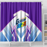 Glasgow 2026 Shower Curtain Scotland Dynamic Geometric Athlete Graphic Art