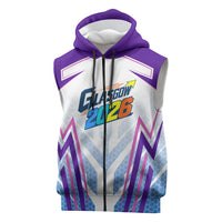 Glasgow 2026 Sleeveless Zip Hoodie Scotland Dynamic Geometric Athlete Graphic Art