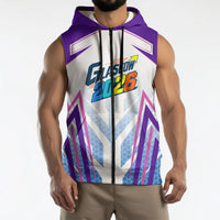 Glasgow 2026 Sleeveless Zip Hoodie Scotland Dynamic Geometric Athlete Graphic Art