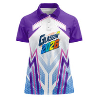 Glasgow 2026 Women Polo Shirt Scotland Dynamic Geometric Athlete Graphic Art