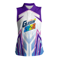 Glasgow 2026 Women Sleeveless Polo Shirt Scotland Dynamic Geometric Athlete Graphic Art