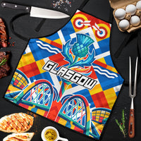 Glasgow 2026 Scotland Apron Thistle Vibrant Tartan Cartoon Character