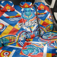 Glasgow 2026 Scotland Back Car Seat Cover Thistle Vibrant Tartan Cartoon Character