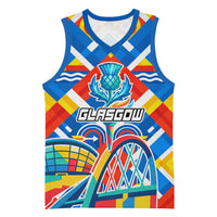 Glasgow 2026 Scotland Basketball Jersey Thistle Vibrant Tartan Cartoon Character