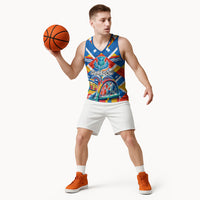 Glasgow 2026 Scotland Basketball Jersey Thistle Vibrant Tartan Cartoon Character