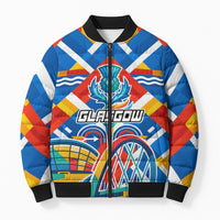 Glasgow 2026 Scotland Bomber Puffer Jacket Thistle Vibrant Tartan Cartoon Character