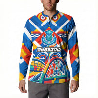 Glasgow 2026 Scotland Button Sweatshirt Thistle Vibrant Tartan Cartoon Character