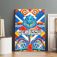 Glasgow 2026 Scotland Canvas Wall Art Thistle Vibrant Tartan Cartoon Character