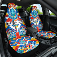 Glasgow 2026 Scotland Car Seat Cover Thistle Vibrant Tartan Cartoon Character