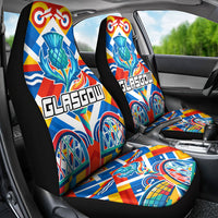 Glasgow 2026 Scotland Car Seat Cover Thistle Vibrant Tartan Cartoon Character