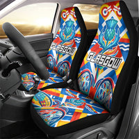 Glasgow 2026 Scotland Car Seat Cover Thistle Vibrant Tartan Cartoon Character