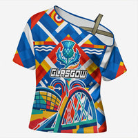 Glasgow 2026 Scotland Cross Shoulder Shirt Thistle Vibrant Tartan Cartoon Character