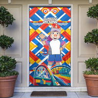 Glasgow 2026 Scotland Door Cover Thistle Vibrant Tartan Cartoon Character