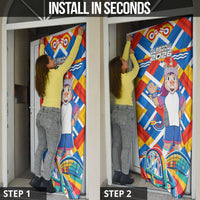 Glasgow 2026 Scotland Door Cover Thistle Vibrant Tartan Cartoon Character