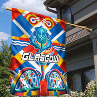 Glasgow 2026 Scotland Garden Flag Thistle Vibrant Tartan Cartoon Character