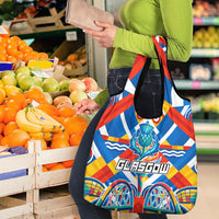 Glasgow 2026 Scotland Grocery Bag Thistle Vibrant Tartan Cartoon Character