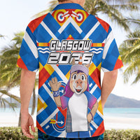 Glasgow 2026 Scotland Hawaiian Shirt Thistle Vibrant Tartan Cartoon Character