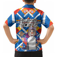 Glasgow 2026 Scotland Hawaiian Shirt Thistle Vibrant Tartan Cartoon Character