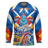 Glasgow 2026 Scotland Hockey Jersey Thistle Vibrant Tartan Cartoon Character