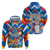 Glasgow 2026 Scotland Hoodie Thistle Vibrant Tartan Cartoon Character