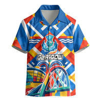 Glasgow 2026 Scotland Kid Hawaiian Shirt Thistle Vibrant Tartan Cartoon Character