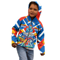 Glasgow 2026 Scotland Kid Hoodie Thistle Vibrant Tartan Cartoon Character