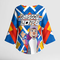 Glasgow 2026 Scotland Kimono Sleeve Blouse Thistle Vibrant Tartan Cartoon Character