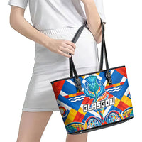 Glasgow 2026 Scotland Leather Tote Bag Thistle Vibrant Tartan Cartoon Character